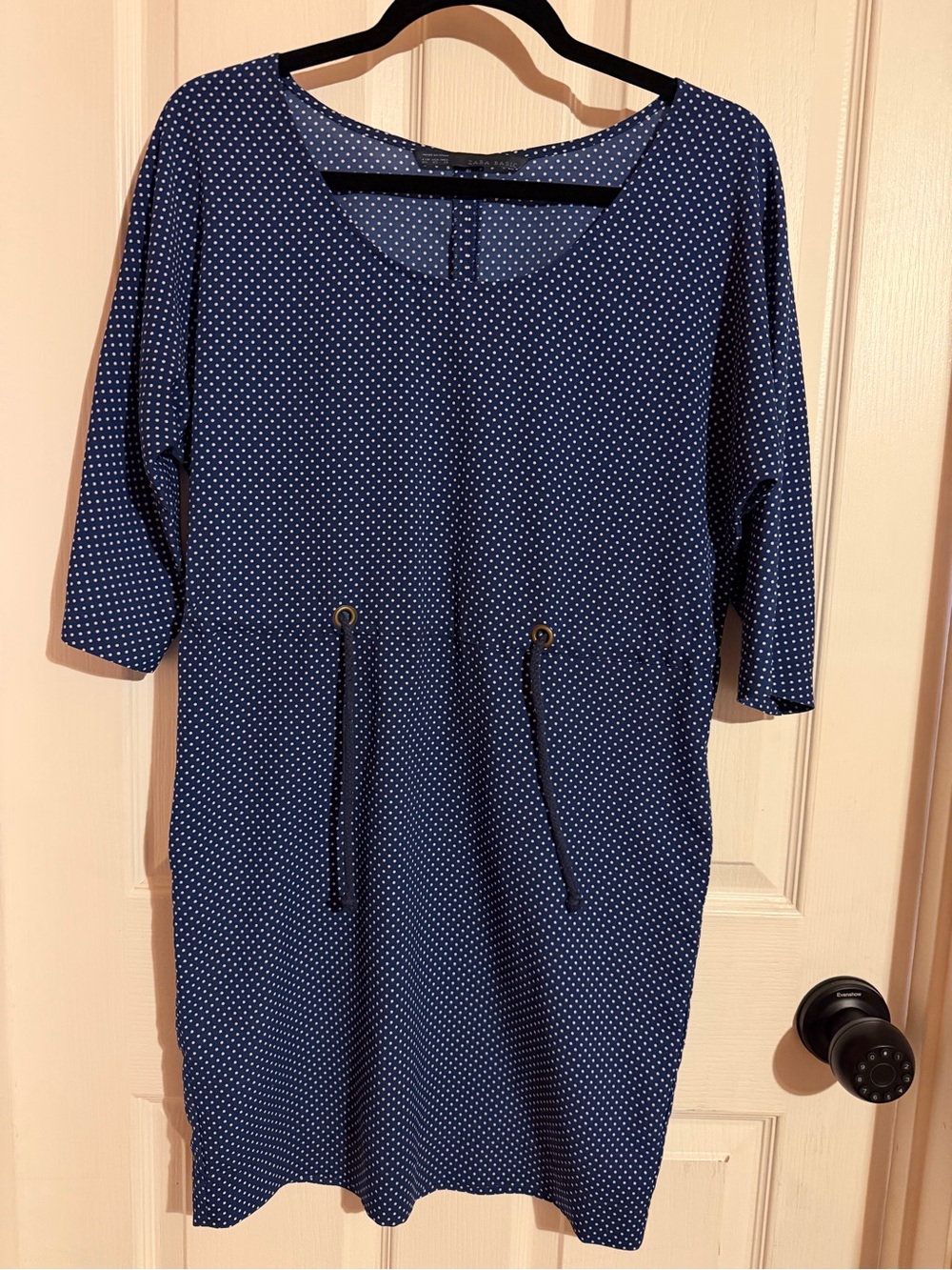 Zara Navy Blue Polka Dot Dress